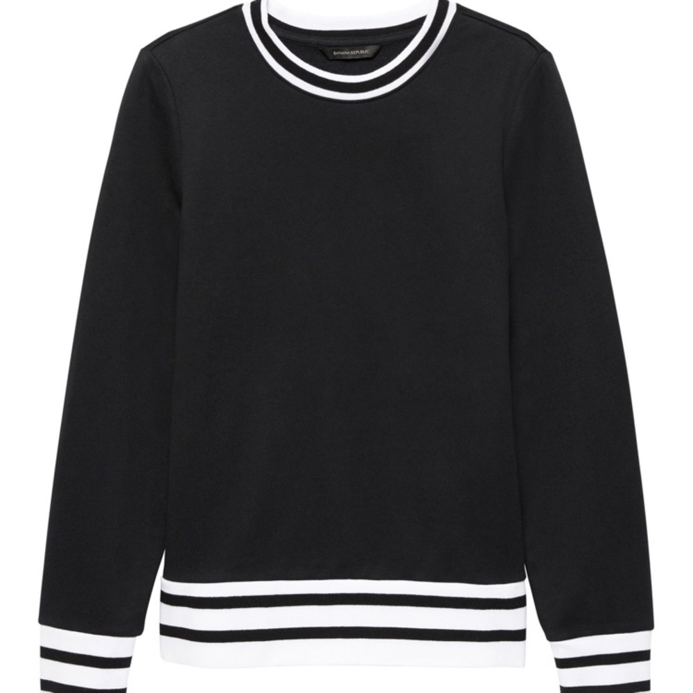 Black and White Stripe Crewneck Sweatshirt